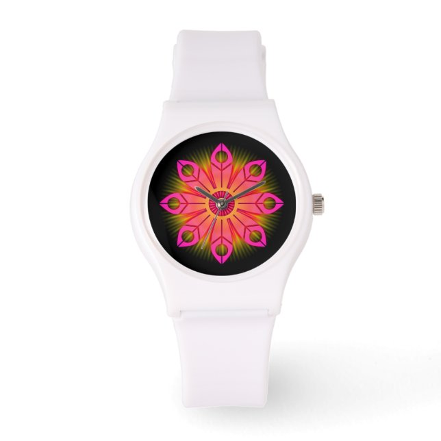 Pink Flower Burst Horloge (Voorkant)