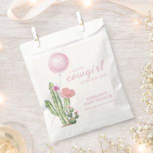 Pink Flower Cactus Balloon Cowgirl Baby shower Bedankzakje