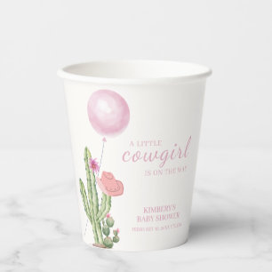 Pink Flower Cactus Balloon Cowgirl Baby shower Papieren Bekers
