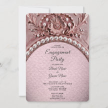Pink Flower Engagement Invitation
