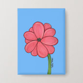 Pink Flower Full with Blue background Button (Voorkant)