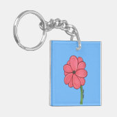 Pink Flower Full with Blue background Sleutelhanger (Voorkant Links)