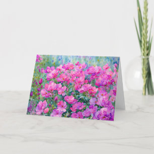 Pink Flower Garden Art Blank Note Kaart