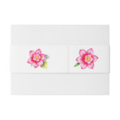 Pink Flower Invitation Belly Band Uitnodigingen Wikkel (Achterkant Voorbeeld)