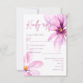 Pink Flower Minimalist Menu Choice Wedice RSVP (Devant)