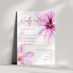 Pink Flower Minimalist Menu Choice Wedice RSVP