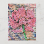 Pink Flower Mixed Media Collage Briefkaart (Voorkant)