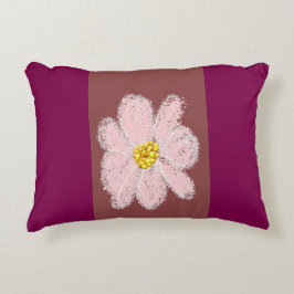 pink flower paint pillow accent kussen