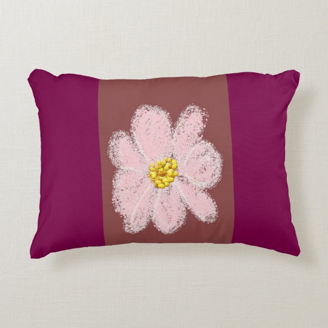 pink flower paint pillow accent kussen (Voorkant)