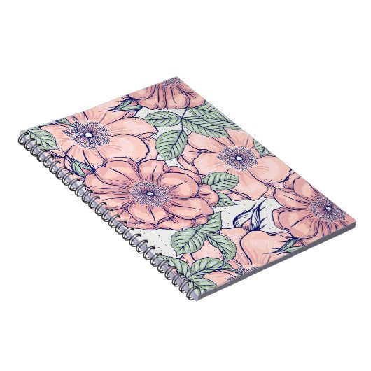 Pink Flower Pattern | Notebook Journal (Côté Droit)