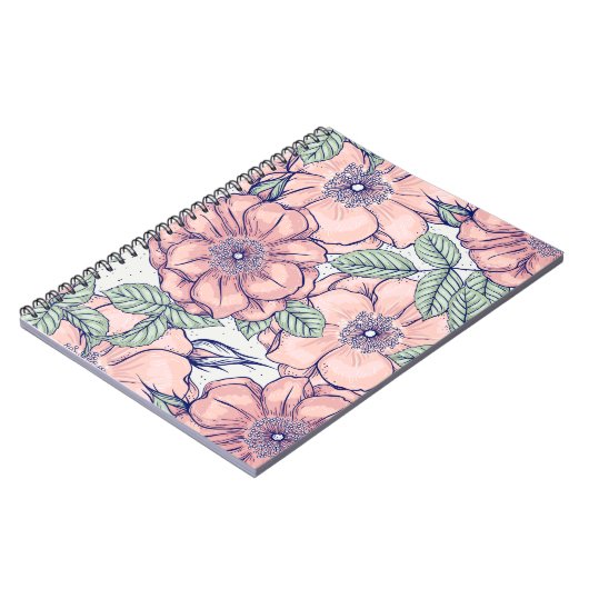Pink Flower Pattern | Notebook Journal (Côté gauche)