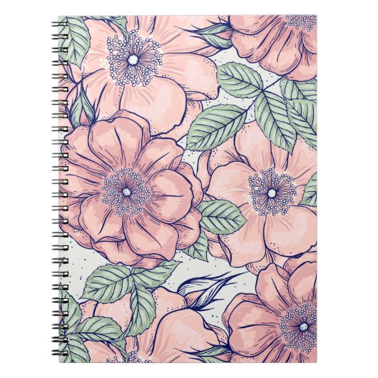 Pink Flower Pattern | Notebook Journal Notitieboek (Voorkant)