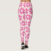Pink Flower Pickleball Pattern Schattige en trendy Leggings (Achterkant)