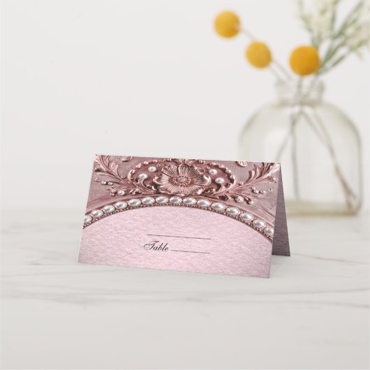 Pink Flower Place Card (Voorkant)