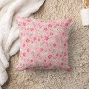 Pink Flower Print Moderne lance oreiller