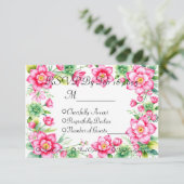 Pink Flower Response Kaart met maaltijdopties (Staand voorkant)