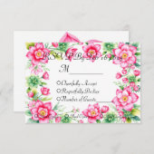 Pink Flower Response Kaart met maaltijdopties (Voorkant / Achterkant)