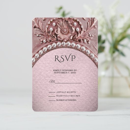 Pink Flower RSVP Card (Debout devant)
