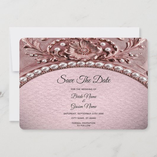 Pink Flower Save The Date (Devant)
