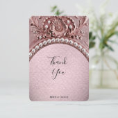 Pink Flower Thank You Card Bedankkaart (Staand voorkant)