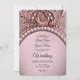 Pink Flower Wedding Invitation Kaart