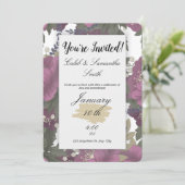 Pink Flower Wedding Invitation Kaart (Staand voorkant)