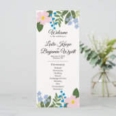 Pink Flower Wedding Programma (Staand voorkant)