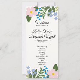 Pink Flower Wedding Programma