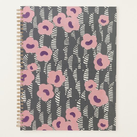 Pink Flowers Abstract Blooms Mid-century Art Deco (Devant)