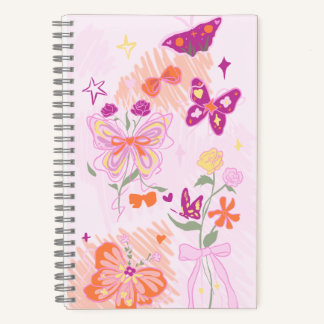 Pink Flowers and Butterflies Notitieboek