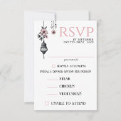 Pink Flowers and Lanterns Food Choices RSVP Kaartje (Voorkant)