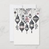 Pink Flowers and Lanterns Food Choices RSVP Kaartje (Achterkant)