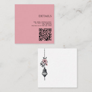 Pink Flowers and Lanterns QR Code Informatiekaartje