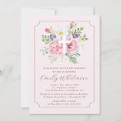 Pink FLOWERS Baptism Invitation for Girl (Devant)