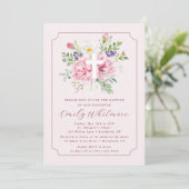 Pink FLOWERS Baptism Invitation for Girl (Debout devant)
