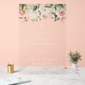 Pink Flowers, Boho, First Holy Communion Welcome (Mariage)