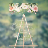 Pink Flowers, Boho, First Holy Communion Welcome Acryl Bord (Neutraal)