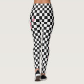 Pink Flowers Checkered Spandex-Leggings Leggings (Achterkant)
