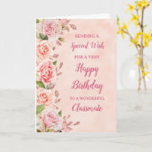 Pink Flowers Classmate Carte d'anniversaire (Fleur jaune)