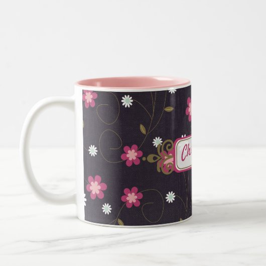 Pink Flowers Coffee Mok Cup (Links)