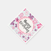 Pink Flowers Cute Whimsical Pattern Birthday Servetten (Hoek)