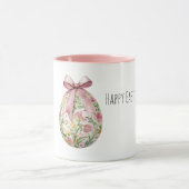 Pink Flowers Easter Egg Bow Mok (Midden)