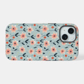 Pink Flowers Floral Pattern iPhone 15 Hoesje (Achterkant horizontaal)