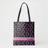 Pink Flowers Floral Pattern met Name Draagtas (Voorkant)
