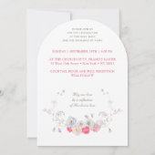 Pink Flowers Frame Catholic Wedding Invitation (Dos)