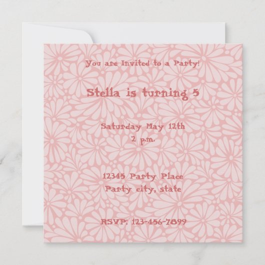 Pink Flowers Gepersonaliseerde uitnodiging (Voorkant)