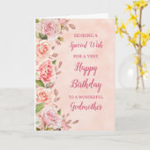 Pink Flowers Godmother Birthday Kaart (Gele Bloem)