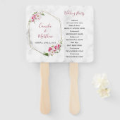 Pink Flowers Gold Lijst Handwaaier (Voorkant en achterkant)