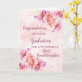 Pink Flowers Grote kleindochter Afstuderen Kaart (Gele Bloem)