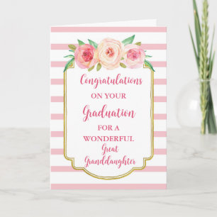 Pink Flowers Grote kleindochter Afstuderen Kaart